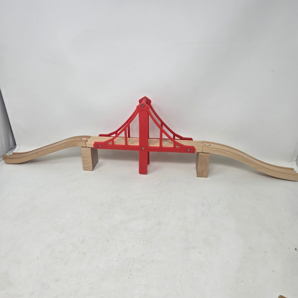 Melissa & Doug Wooden‎ Train Track Suspension Bridge Red 5 Piece Set Accessory